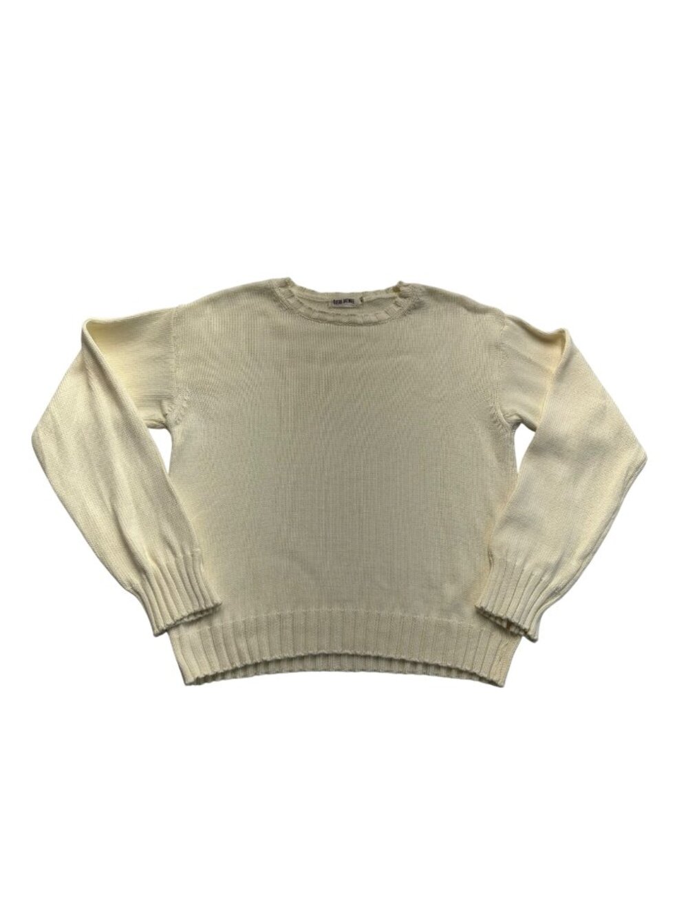 Djerf Avenue Heavy Crewneck Sweater Cream Ivory Size Medium 100% Cotton Chunky